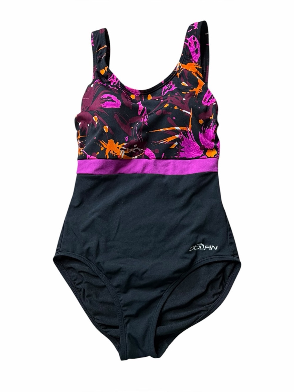 Dolfin Aquashape Color Block Moderate Scoop Madrid Graphic One Piece Swimsuit